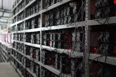 A vast cryptocurrency mining farm, showcasing the scale and infrastructure required for large-scale mining operations.