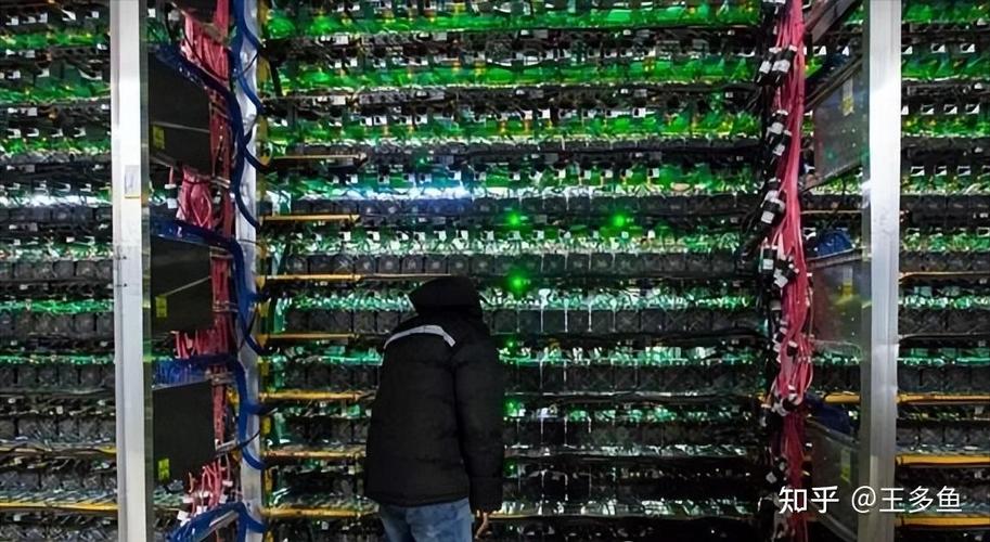 A bustling mining farm illuminated by efficient power supplies, ensuring uninterrupted operations