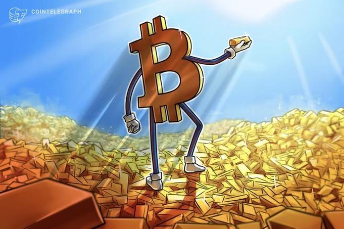 An illustrative graphic of Bitcoin's logo and mining mechanics